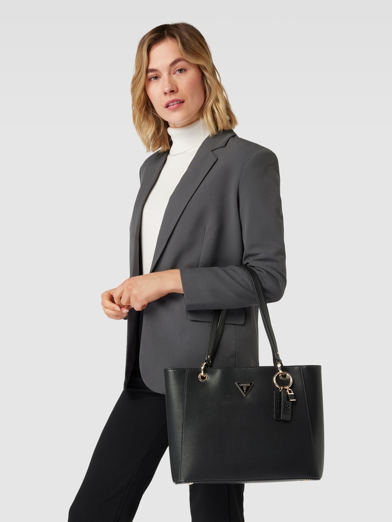 Tote Bag mit Label-Applikation Modell 'NOELLE' in schwarz