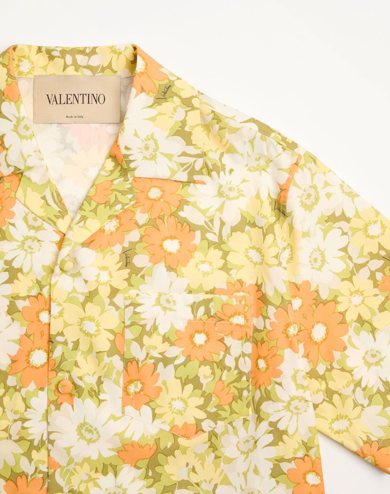 Valentino bowlingskjorte i bomuld med blomsterprint af papir