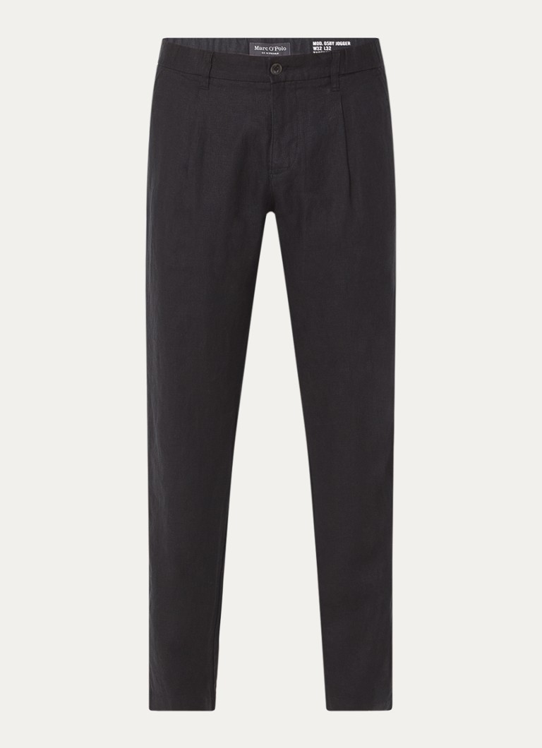 Pantaloni chino Marc O'Polo Osby din in, cu croială plisată și croială mulată