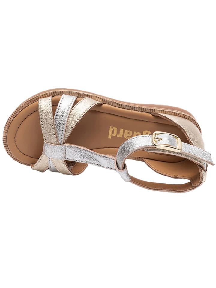 bisgaard Leder-Sandalen in Silber/ Gold günstig kaufen