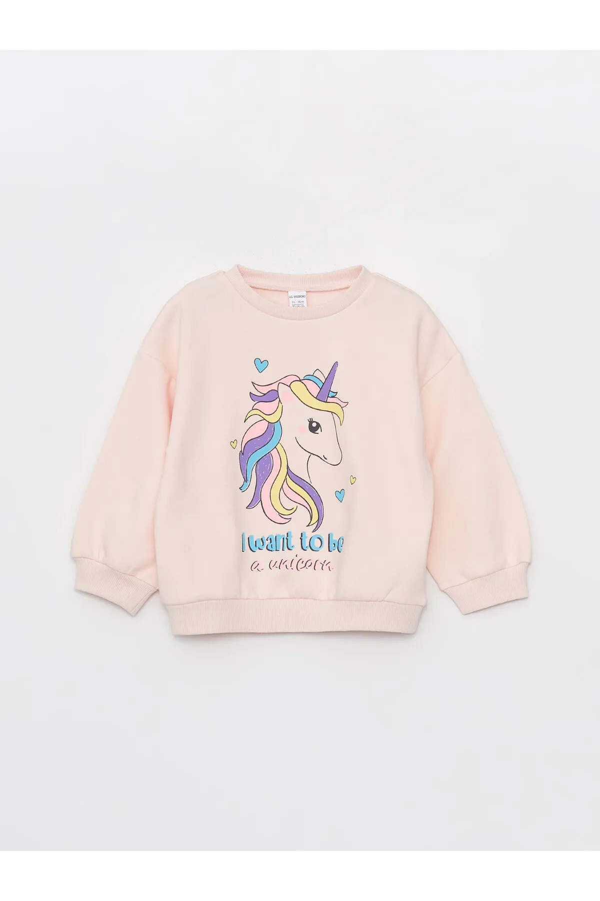 LC Waikiki  Langärmliges, bedrucktes Baby-Mädchen-Sweatshirt mit Rundhalsausschnitt