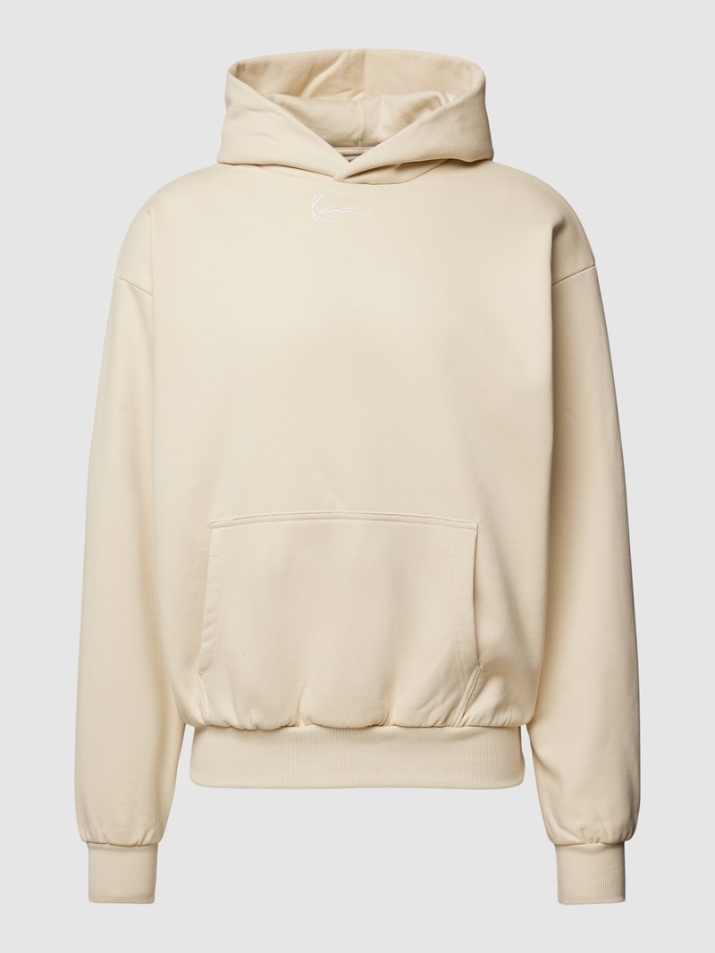 Hoodie mit Känguru-Tasche Modell 'Signature' in beige