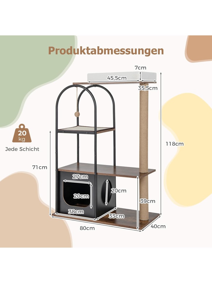 COSTWAY Katzenbaum 118cm in Schwarz günstig kaufen onesize