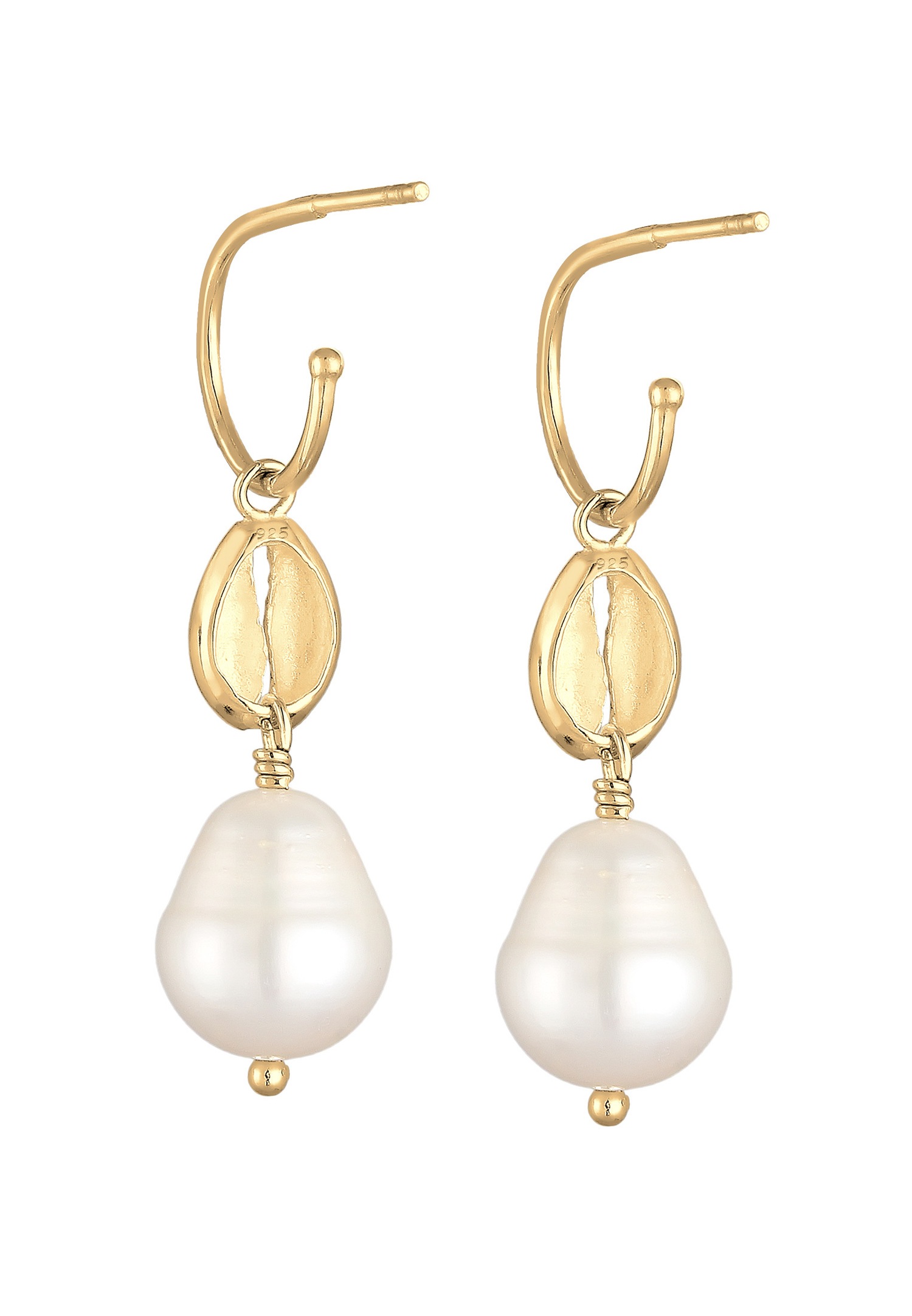 Collana di perle coltivate d'acqua dolce Elli Maritime Sea Shell per donna, in argento placcato oro (925/1000)