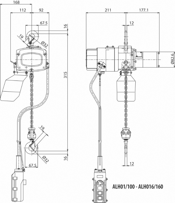 Rema 0514001-7 ALC015/150/7M Elephant Alpha 400 V elektrisk kædetalje 1 hastighed 7,0 m 150 kg