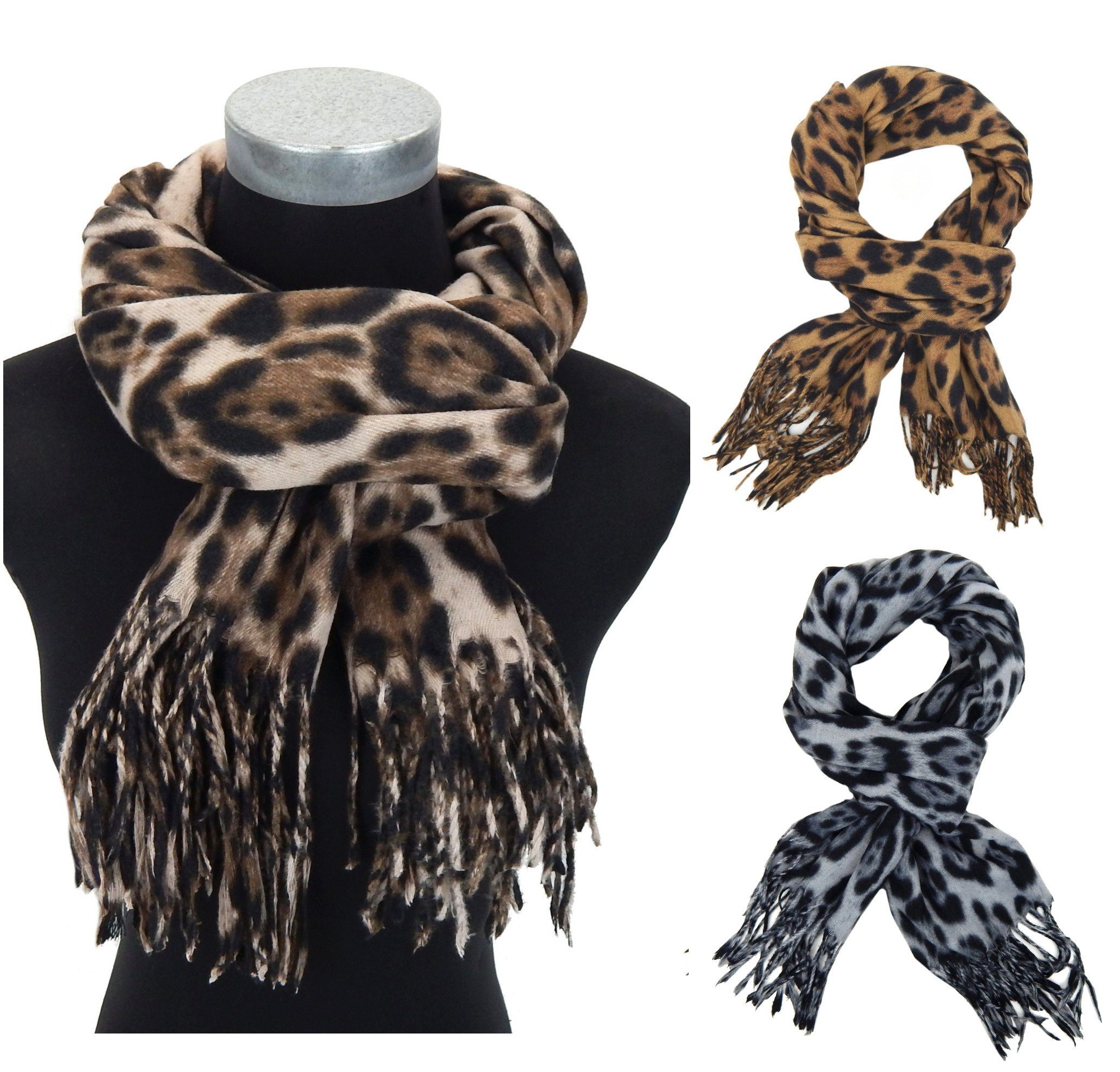 Ella Jonte Modeschal, Leopard beige oder braun Herbst Winterschal animalprint