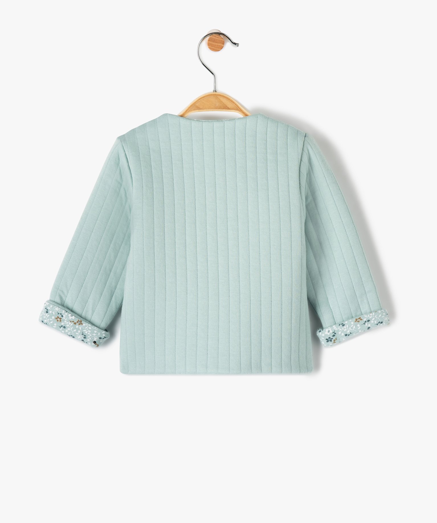 Gilet bébé matelassé fermeture cache-cur doublure fleur... vert | GEMO