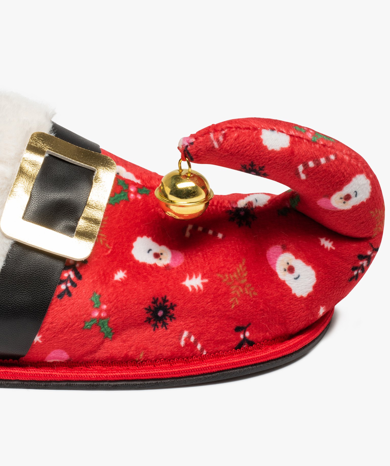 Chaussons femme mules Père Nol avec grelot noir | GEMO