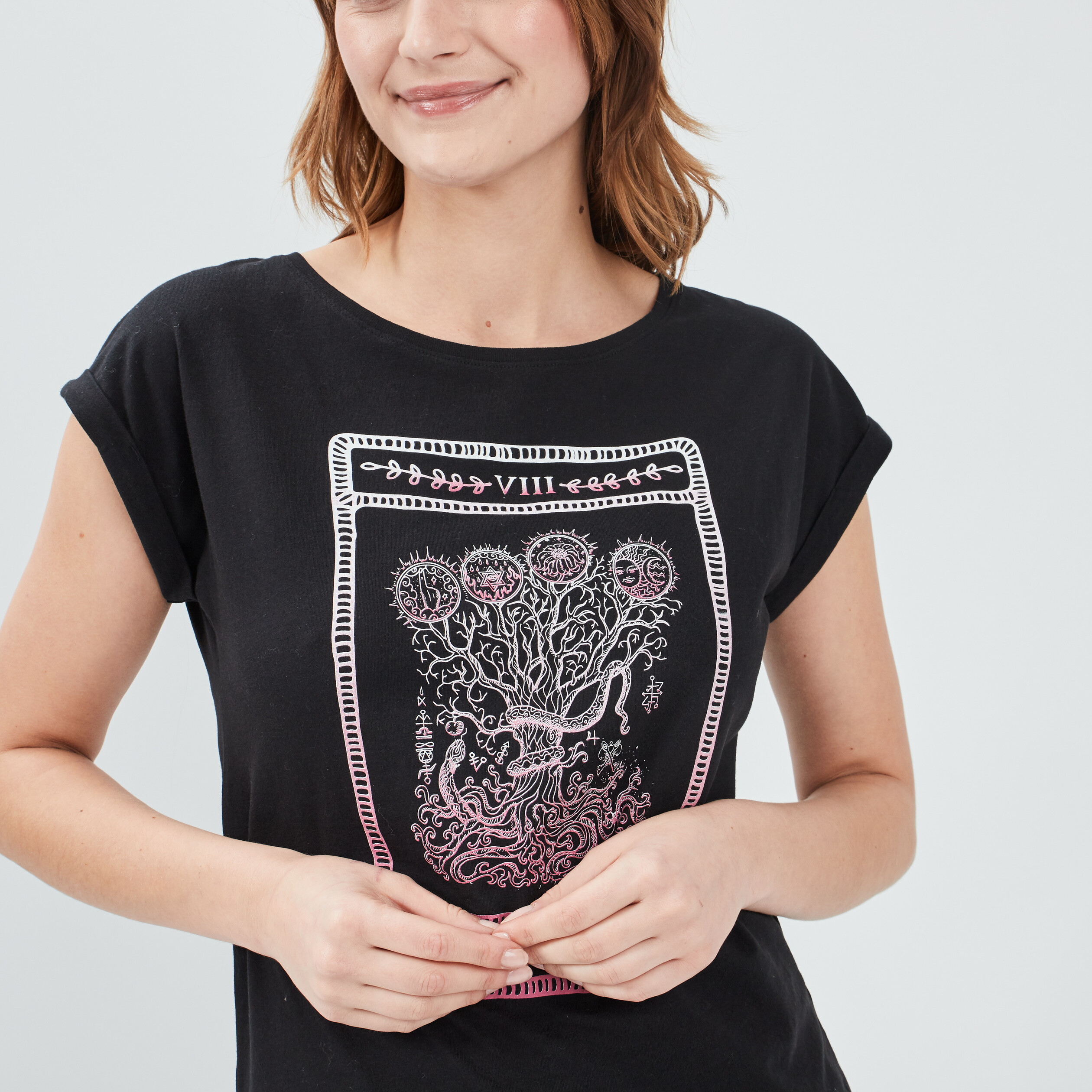 T-shirt manches courtes noir femme | La Halle