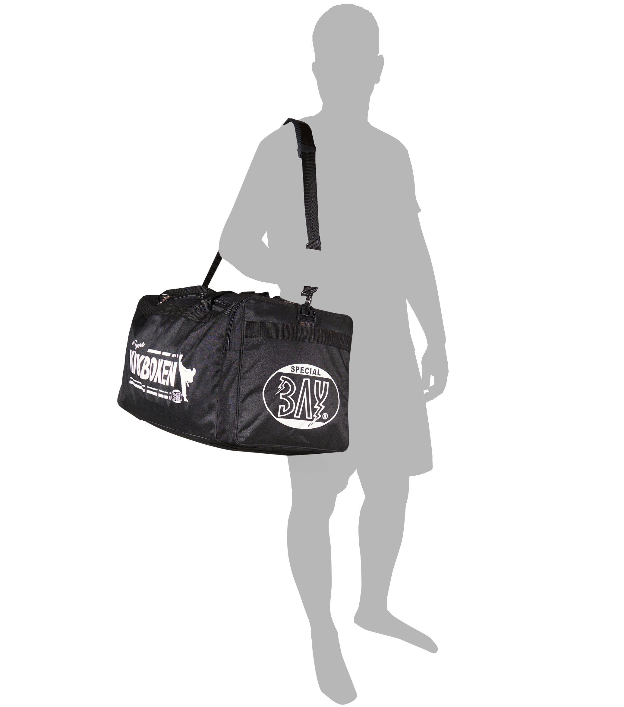 BAY-Sports Sporttasche Mein Sport Kickboxen Tasche Kampfsport Trainingstasche groß Kick-Boxen (Ihre Leidenschaft), 70 cm, XL, Aufwändig bedruckt, Seitenfächer, Schultergurt
