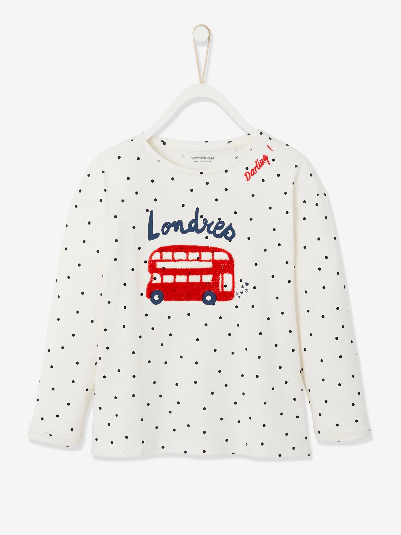 Vertbaudet Mädchen Shirt mit City-Motiv - wollweiß bedruckt