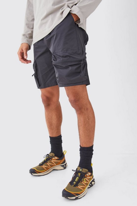 Elasticated Waist Relaxed 3d Cargo Shorts