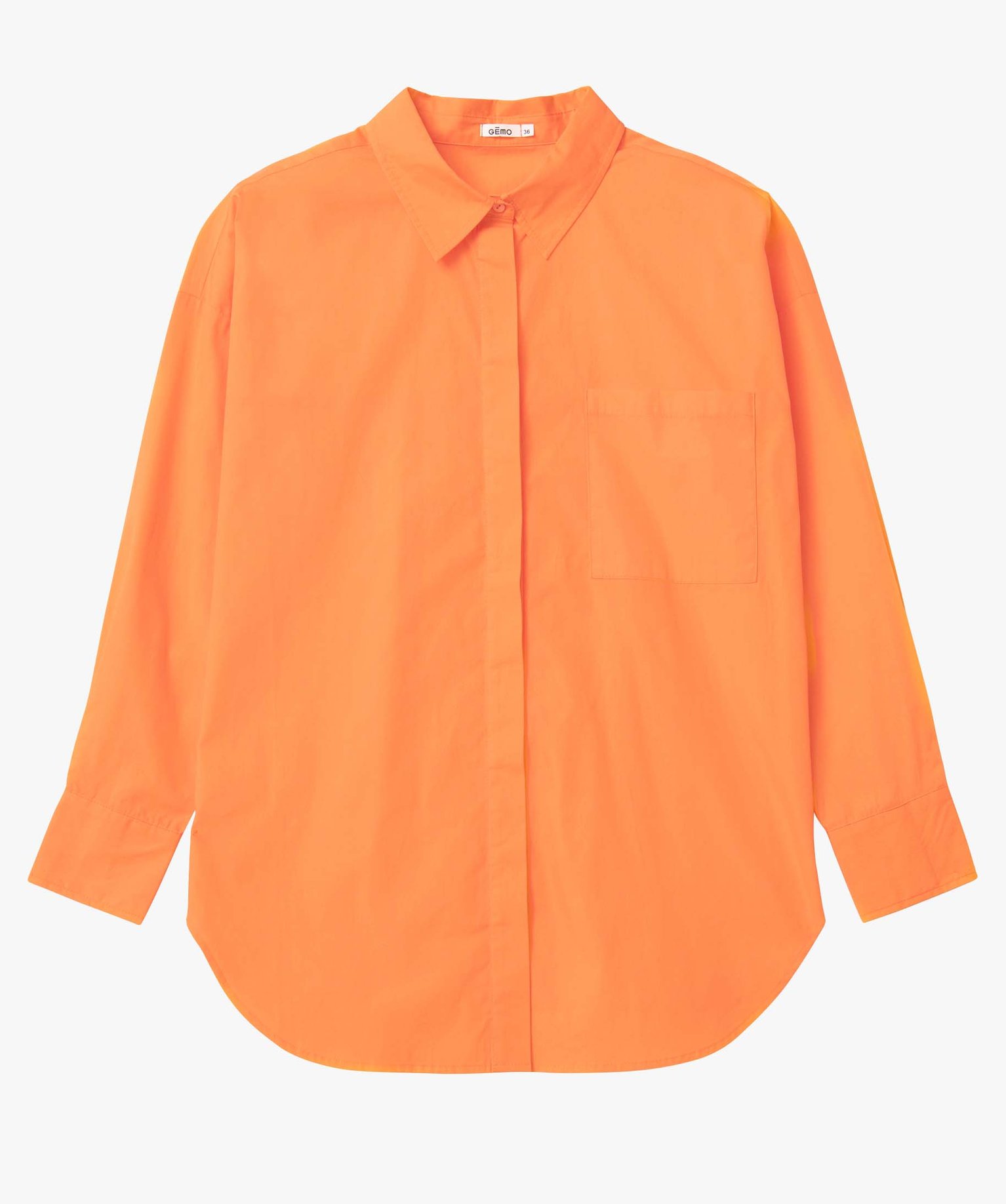 Chemise femme coupe oversize avec poche poitrine orange | GEMO