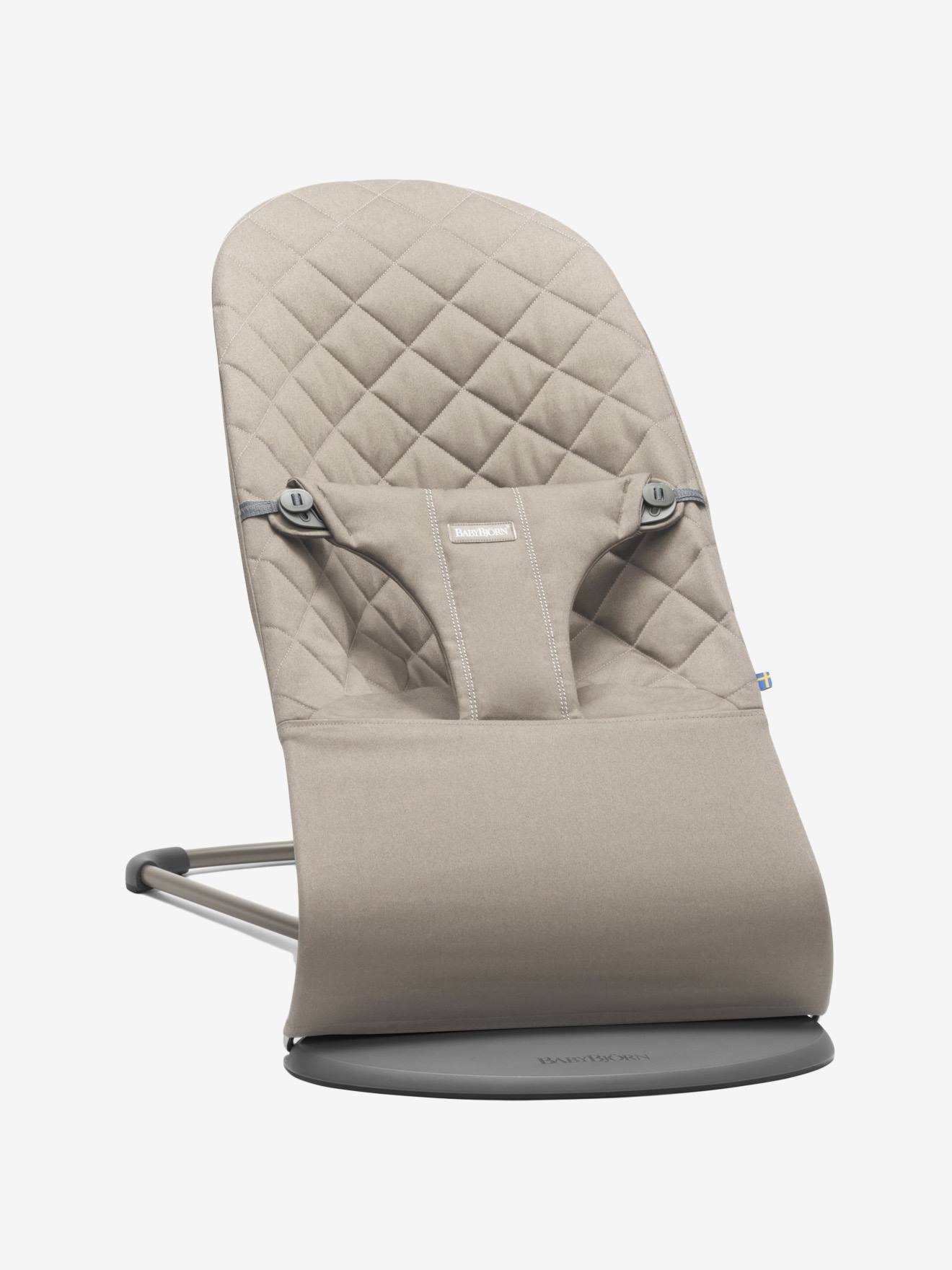 Transat Bliss en coton BabyBjörn gris clair/matelassage pétales