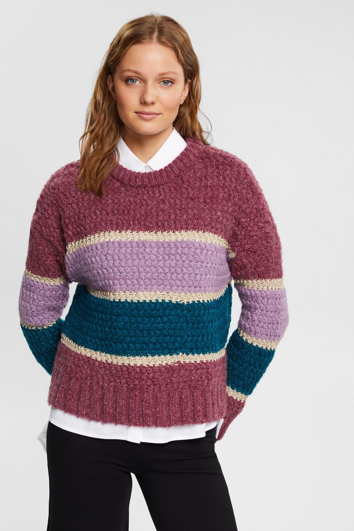 Grobstrickpullover aus Wollmix mit Glitzereffekt