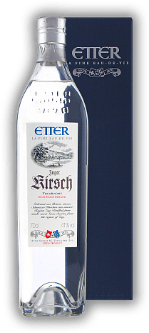 Etter Kirsch Zuger vieux & noble Etter Kirsch Zuger vieux & noble Etter Kirsch Zuger vieux & noble ist der Inbegriff für Schweizer Edelobstbrand. 0,7	 Liter - Vol 41%