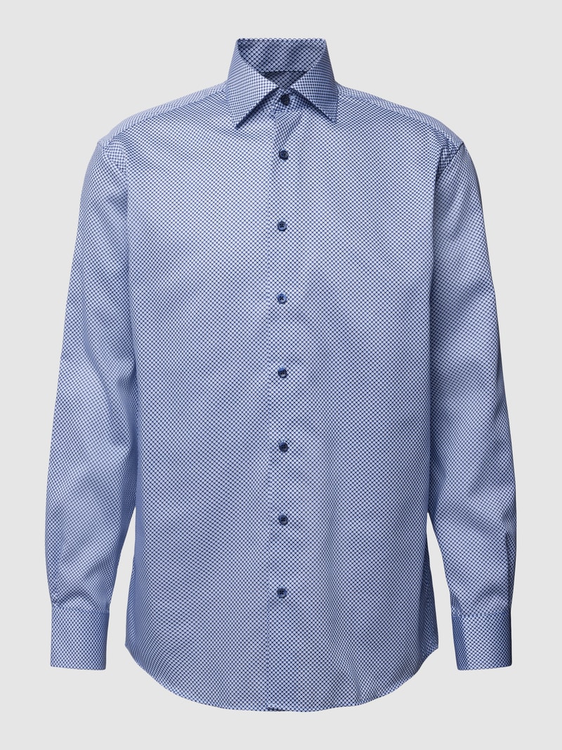 Modern Fit Business-Hemd mit Allover-Muster in bleu
