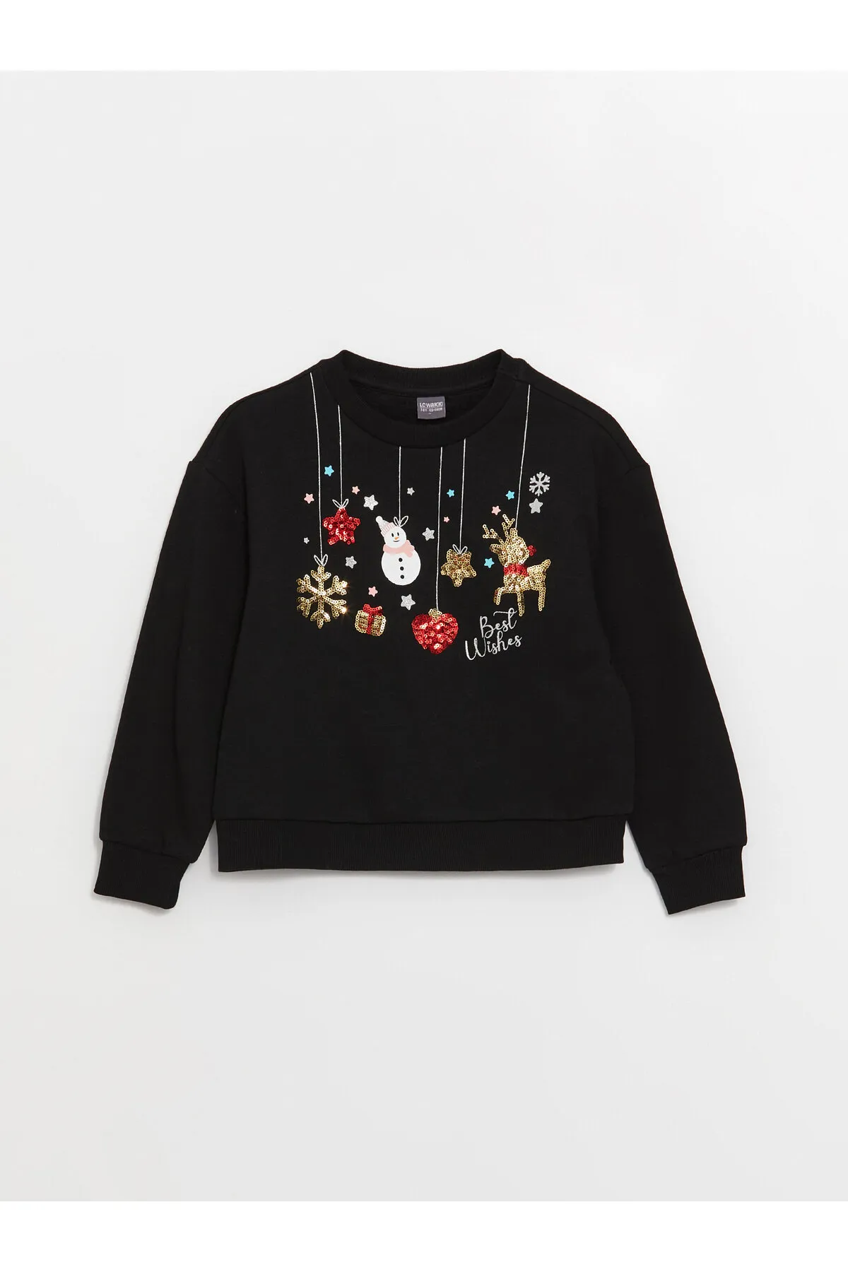LC Waikiki  Langärmliges Mädchen-Sweatshirt mit Rundhalsausschnitt und Neujahrsmotiv