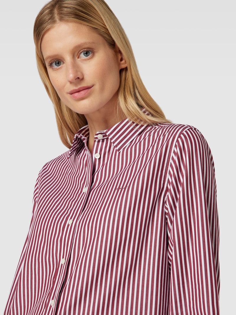 Bluse mit Streifenmuster Modell 'REG POPELINE' in bordeaux rot