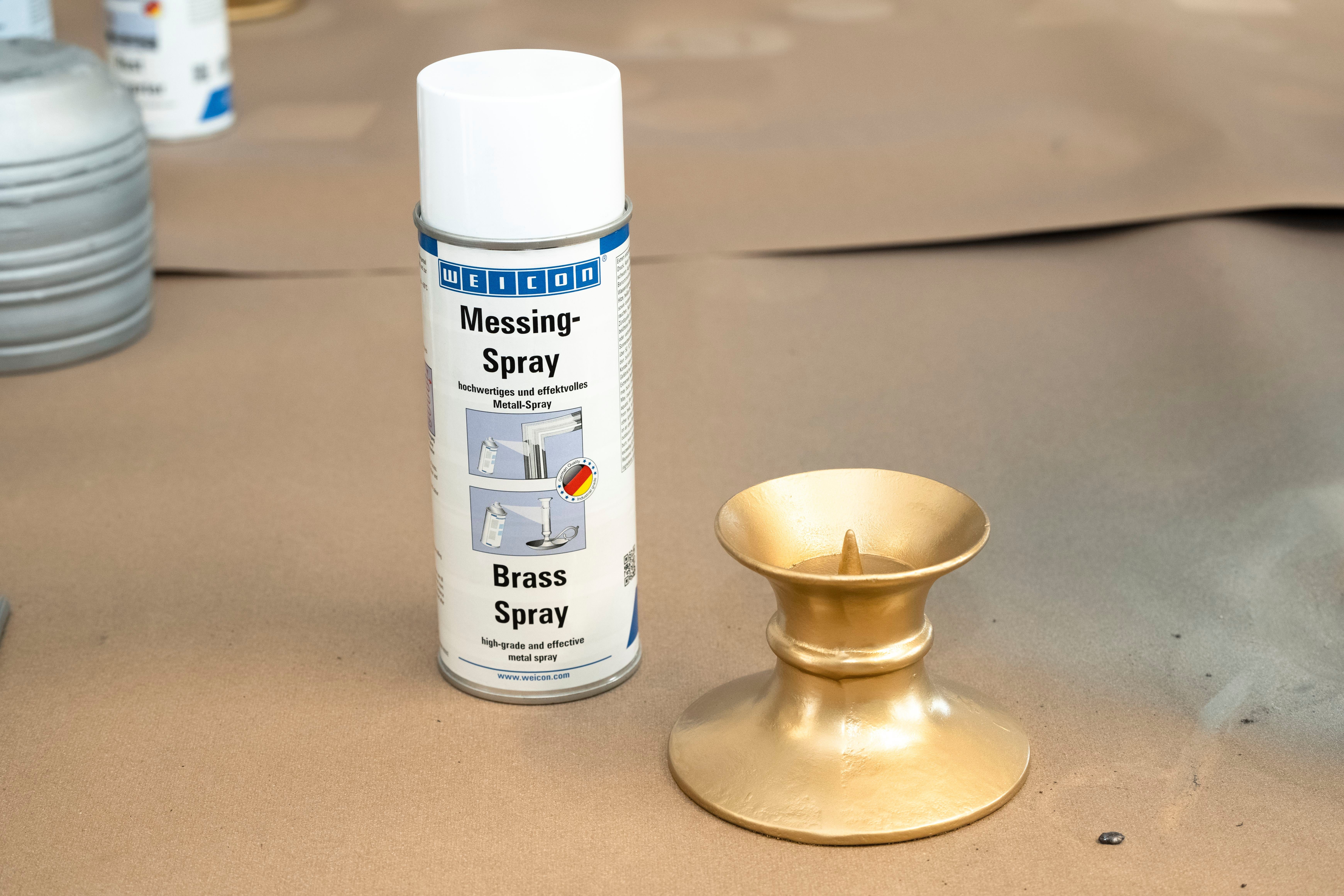 WEICON Metallglanzfarbe Messing-Spray, Schutz und optische Aufwertung von Metallteilen