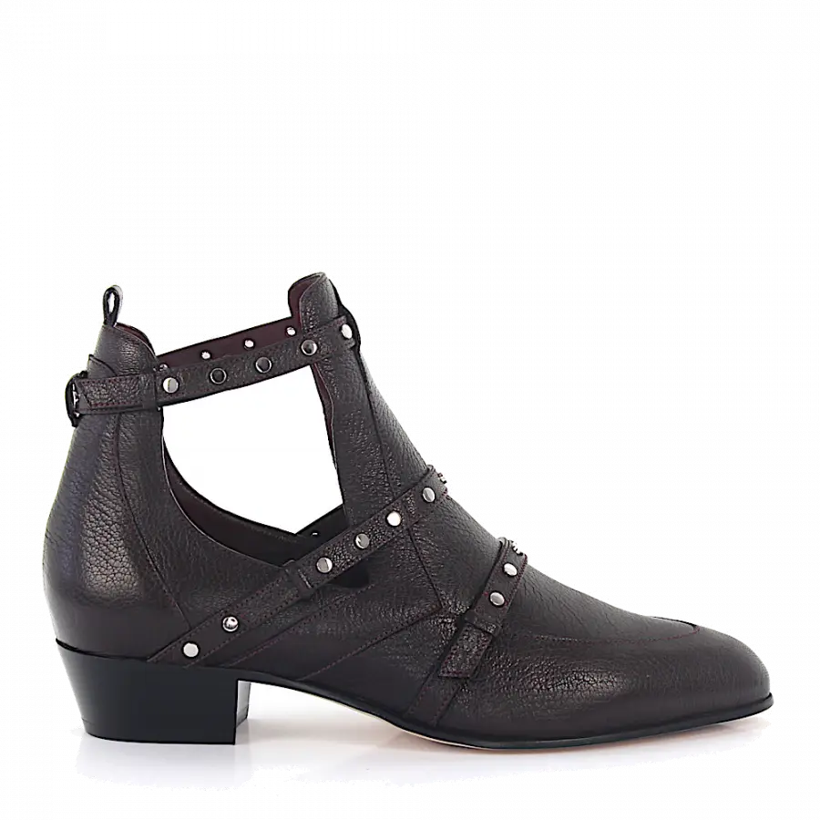 Jimmy Choo - Stiefeletten Kalbsleder Nieten bordeaux - rot