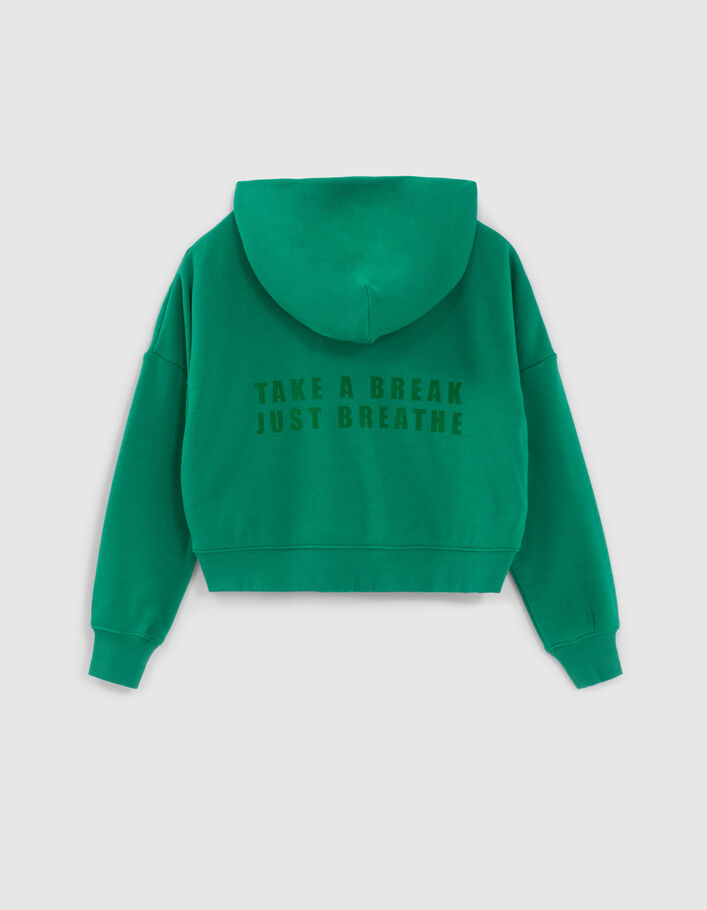 Sweat vert cropped flocage dos fille