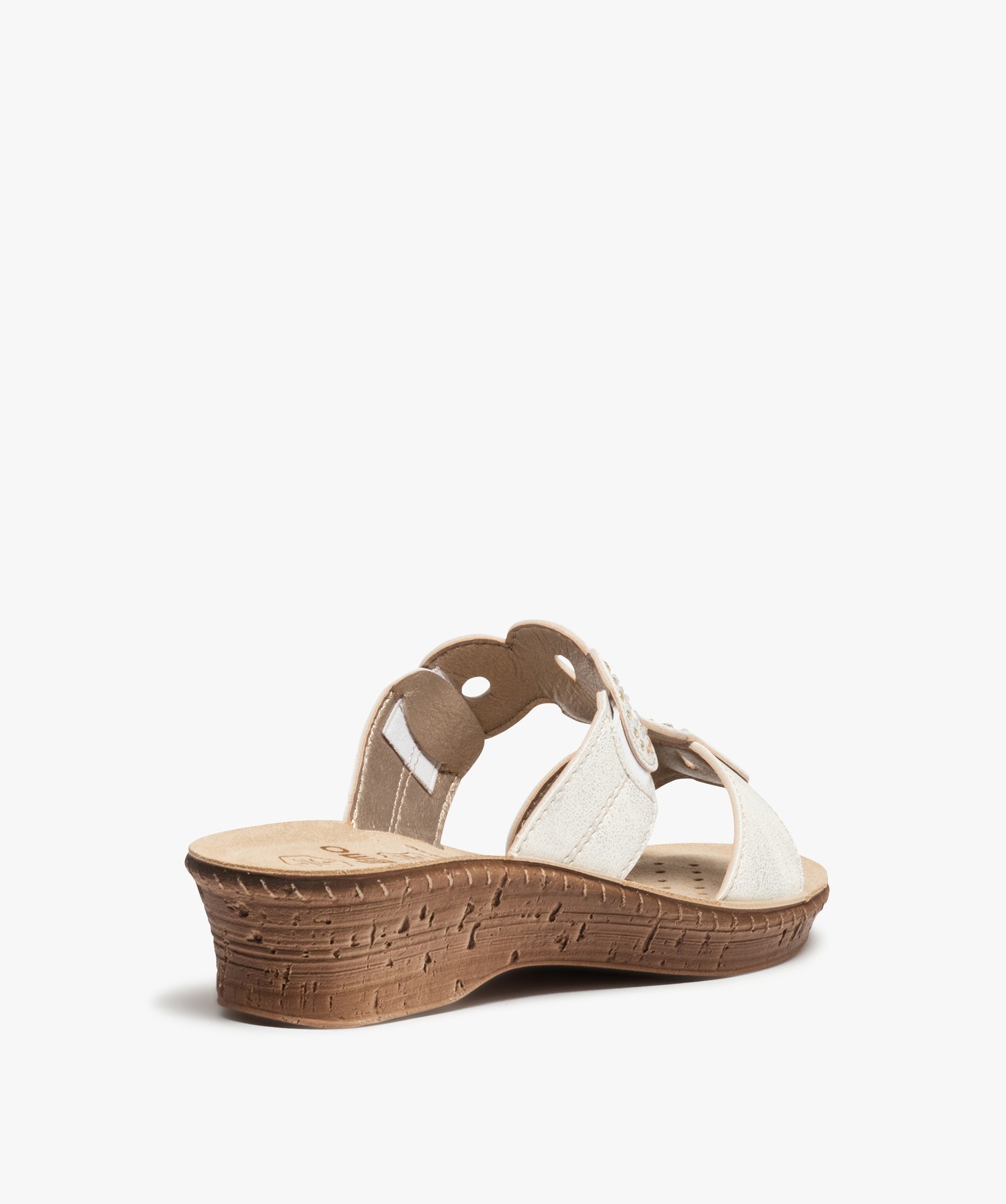 Mules femme confort à larges brides strass blanc | GEMO