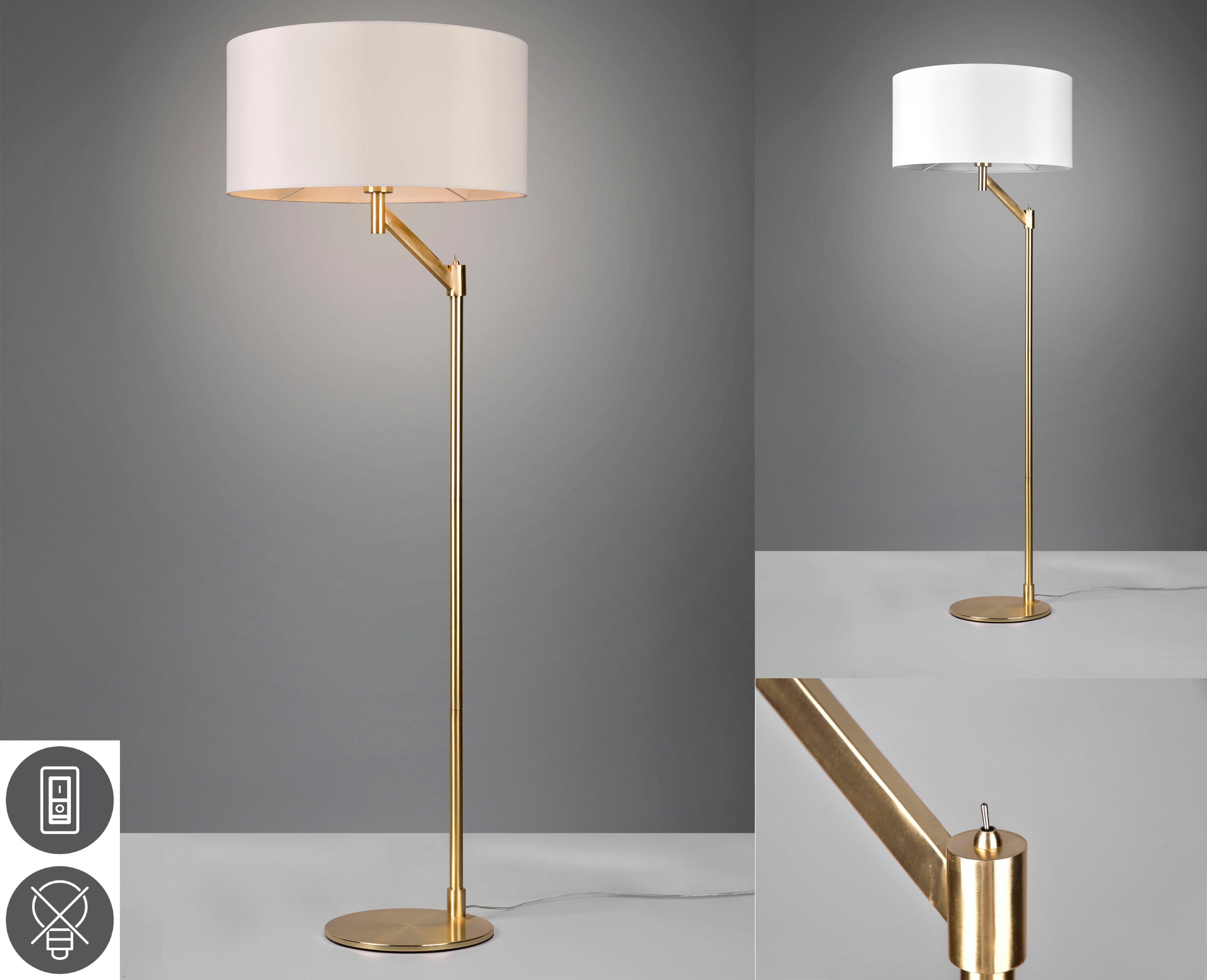 TRIO Leuchten Stehlampe Cassio, Ein-/Ausschalter, ohne Leuchtmittel, warmweiß - kaltweiß, Stehleuchte Wohnzimmer, exkl E27 Leuchtmittel wechselbar, Kippschalter