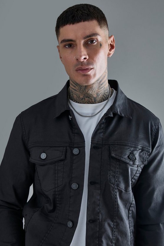 Tall beschichtete Jeansjacke