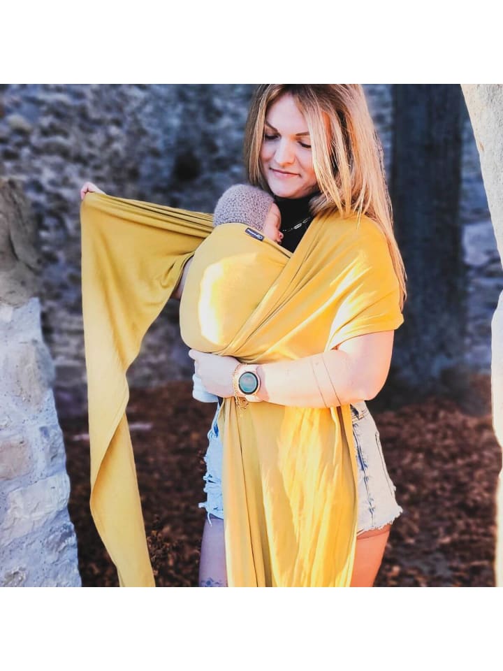 Hoppediz Babytragetuch Elastisches Tragetuch in curry günstig kaufen 5,40 x 0,50 m