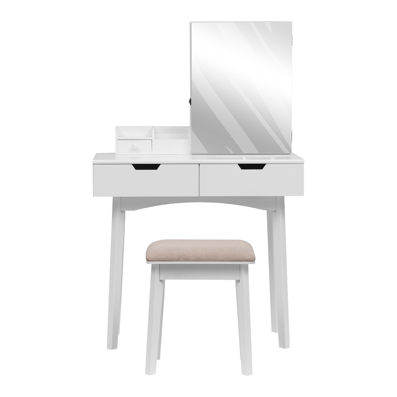 Happy Home Happy Home Schminktisch mit Spiegel, 3 Schubladen und Hocker HDT08-WEI weiß