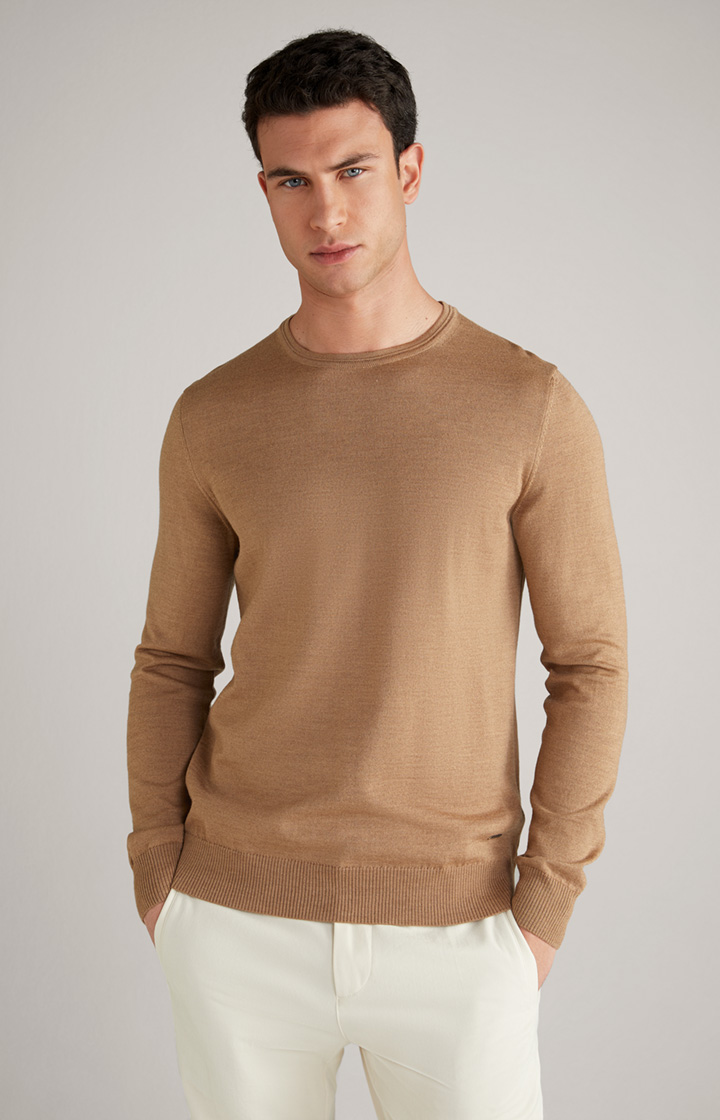 Merinowoll-Pullover Denny in Dunkelbeige