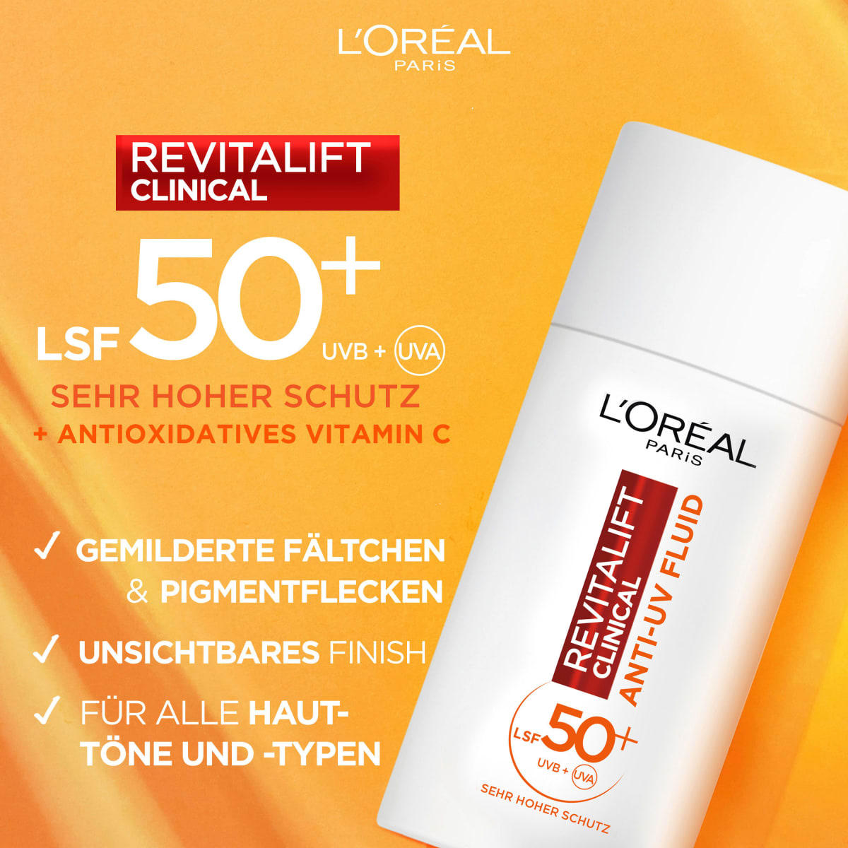 Gesichtscreme Revitalift Clinical Anti UV Fluid LSF 50+, 50 ml