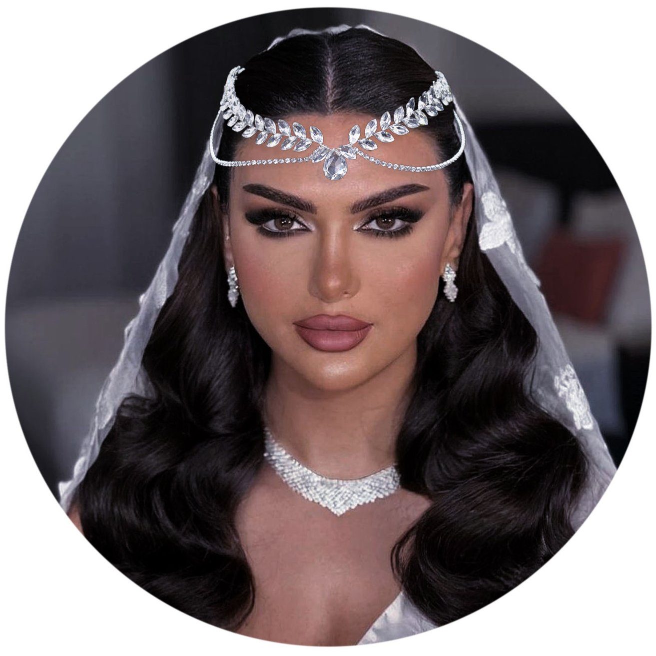 HOHEA H Haarband silberner Haarschmuck, Hochzeits-Haarschmuck, Braut-Haarschmuck, 1-tlg., Silberner Haarschmuck, eleganter Haarschmuck für Damen, Silbernes Haarband, Haarkamm, Kristallanhänger, Haarschmuck