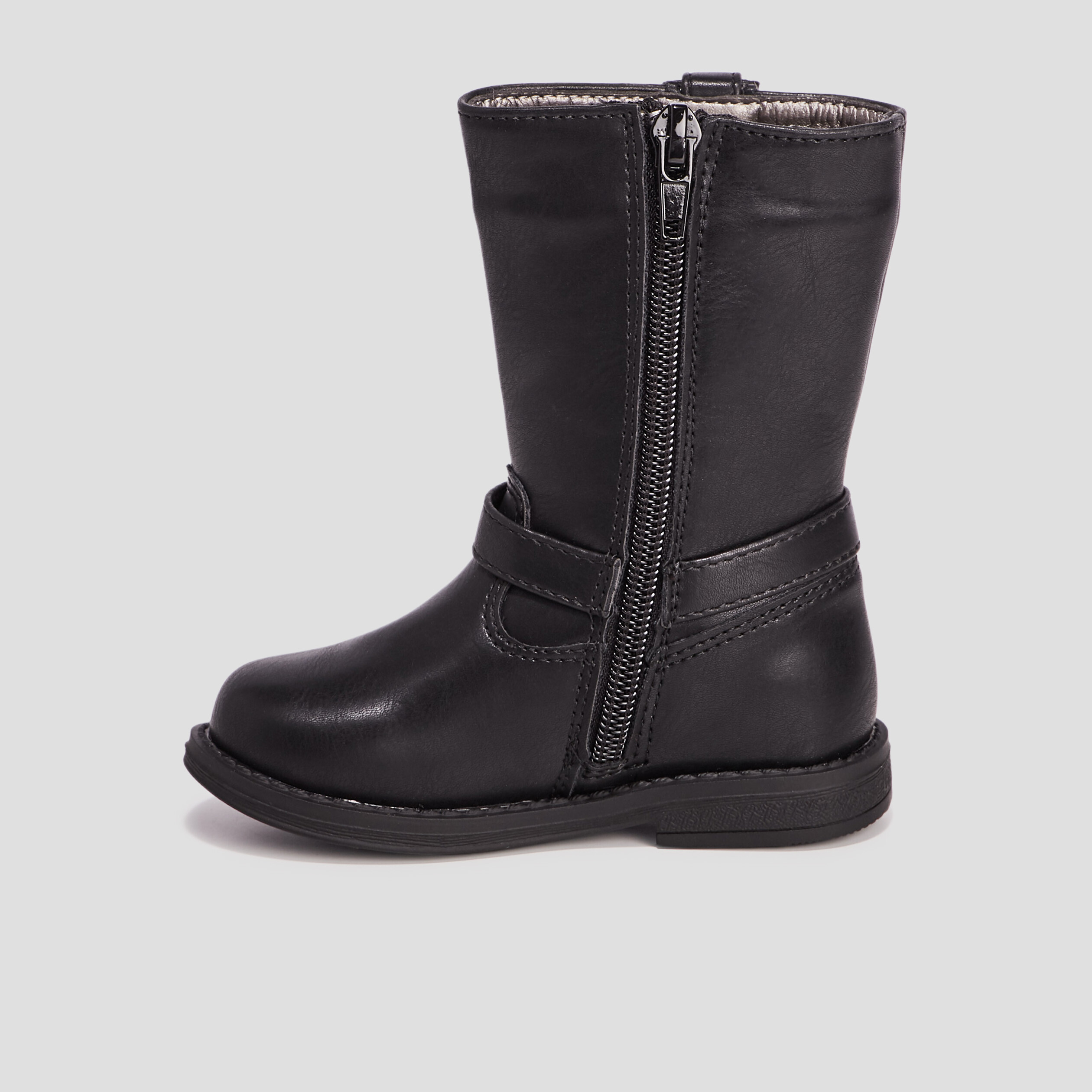 Bottes zippées avec boucles noir bébé fille | La Halle