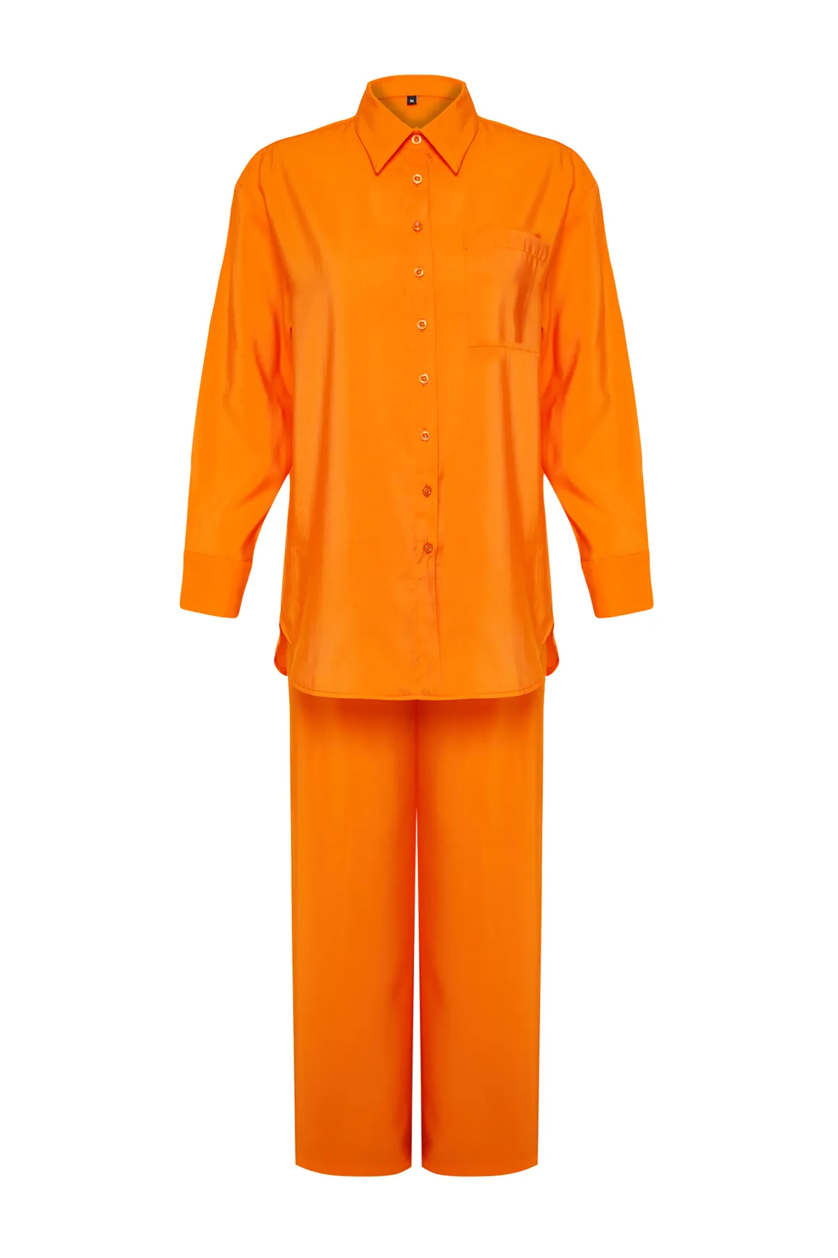 Trendyol Collection  Orangefarbenes Modal-Mischgewebe-Hemd, Hose, gewebtes Bottom-Top-Set TWOSS24AU00018