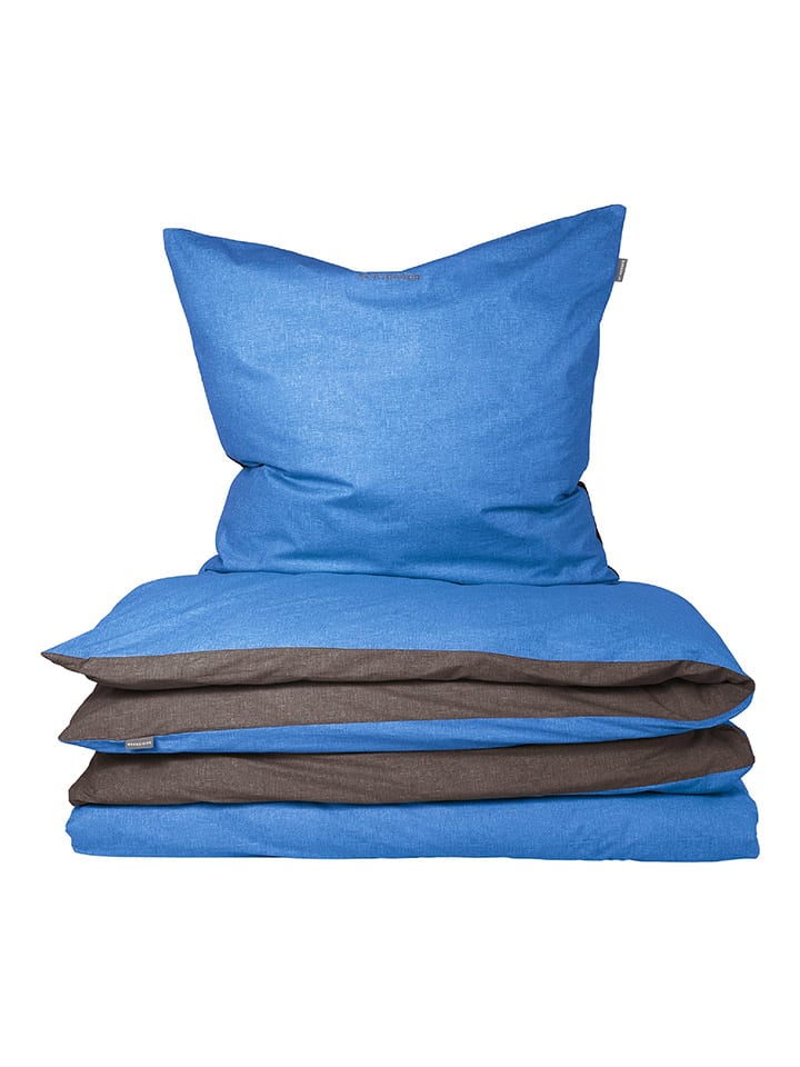 Schiesser Renforcé-Bettwäsche-Set in Blau/ Anthrazit günstig kaufen