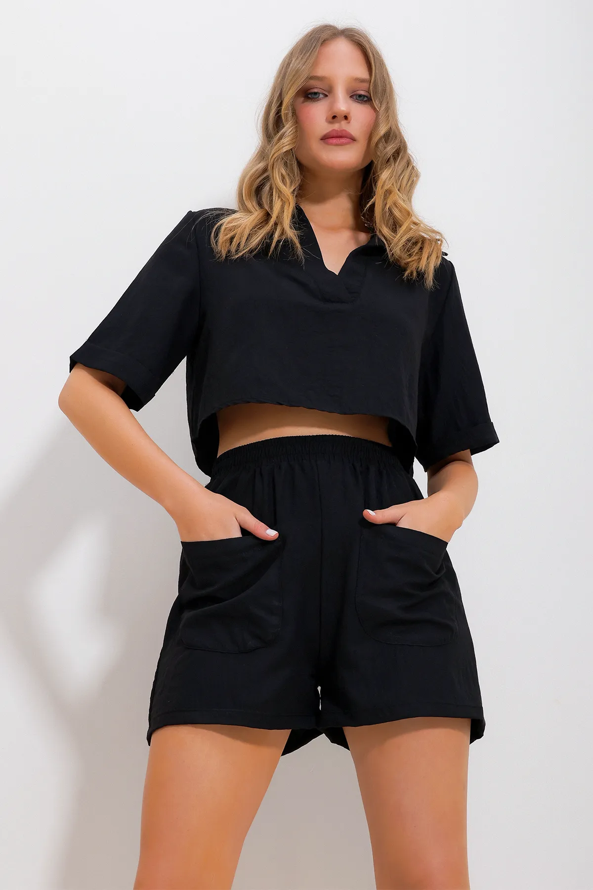 Trend Alaçatı Stili  Zweiteiler - Schwarz - Regular Fit