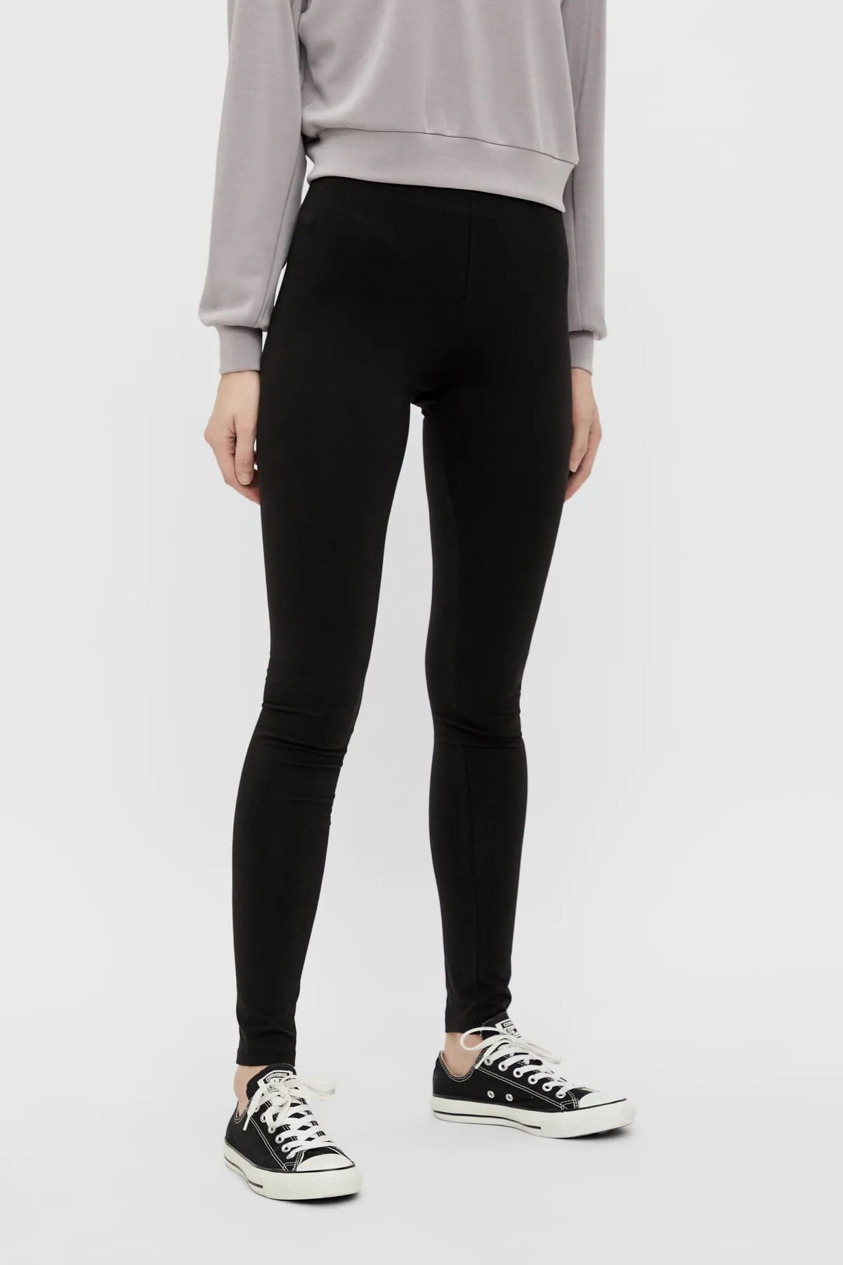 PIECES  Leggings - Schwarz - Mittlerer Bund