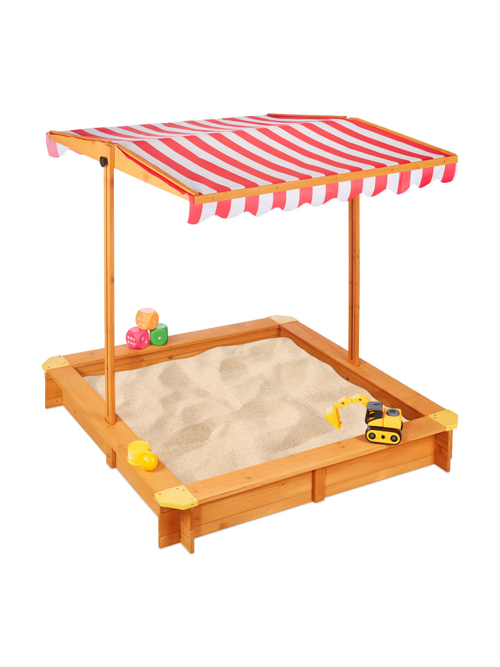 relaxdays Sandkasten in Natur - (B)117 x (H)117 x (T)117 cm günstig kaufen onesize