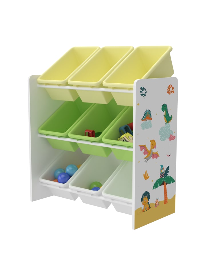 en.casa Kinderregal Muxía in Gelb Grün (H)60cm (B)62cm (T)26.5cm günstig kaufen onesize
