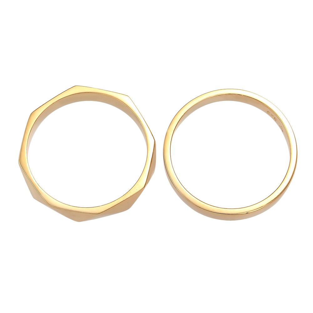 Elli Elli Bague pour dames  Hexagone de base martelé en 925/1000 argent massif Bague