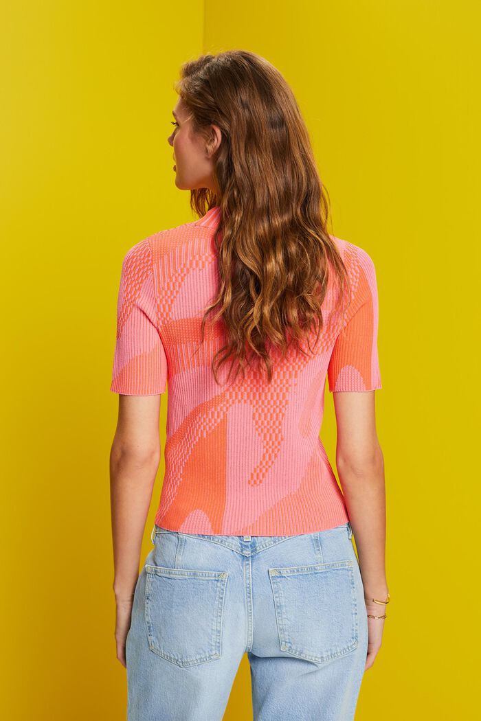 Kurzarm-Pullover aus geripptem Jacquard
