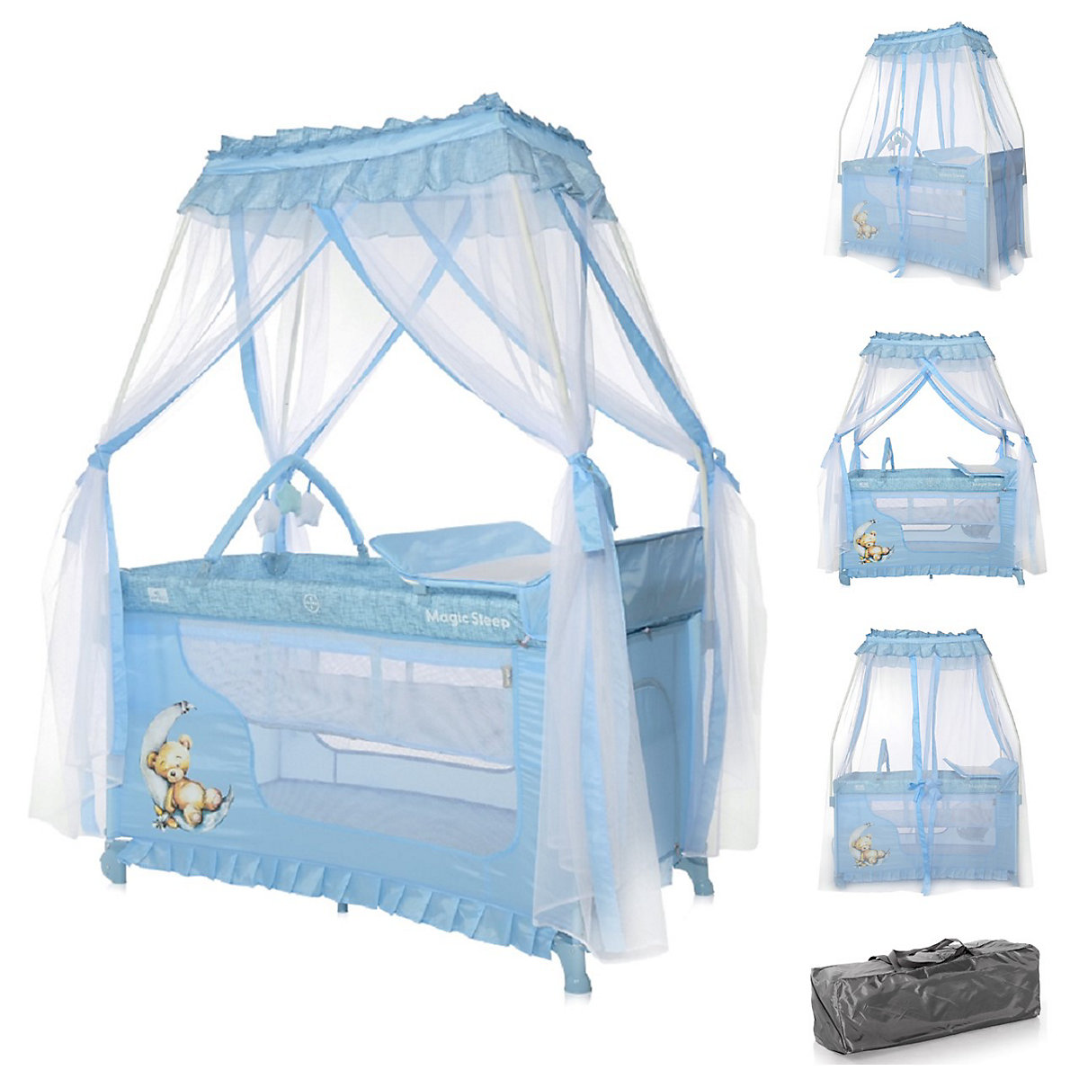 Reisebett Magic Sleep, 2 Ebenen, Faltmatratze, Wickelauflage, Mobile Reisebetten