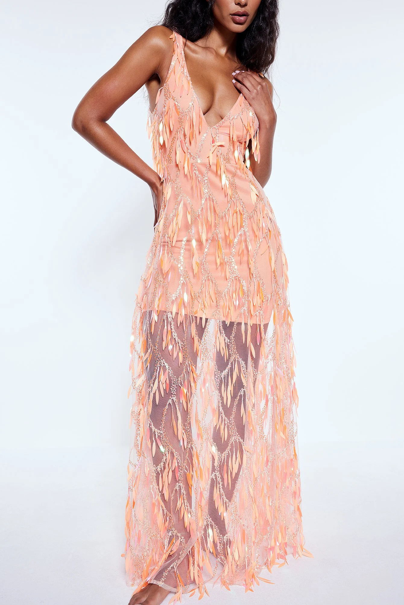 V-Ausschnitt Maxikleid