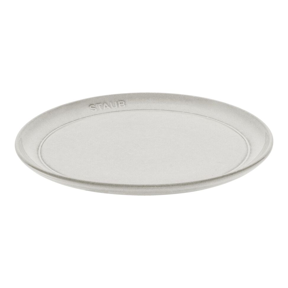 Teller flach 22 cm, Keramik, Weisser Trüffel