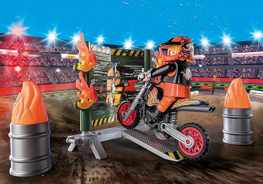 Starter Pack Stuntshow Motorrad mit Feuerwand