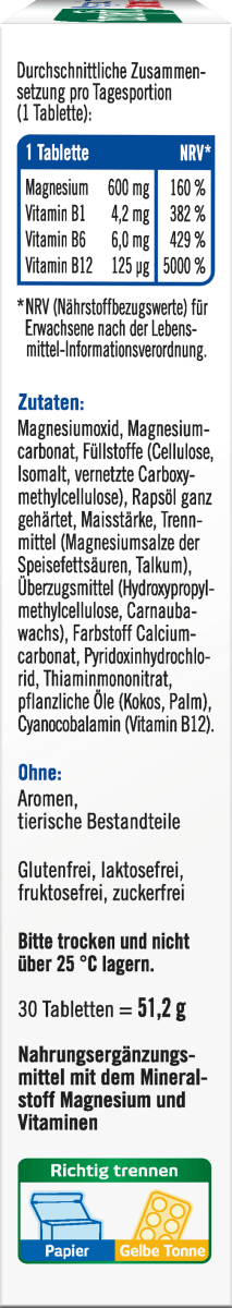 Magnesium 600 Forte Depot Tabletten 30St, 51,2 g