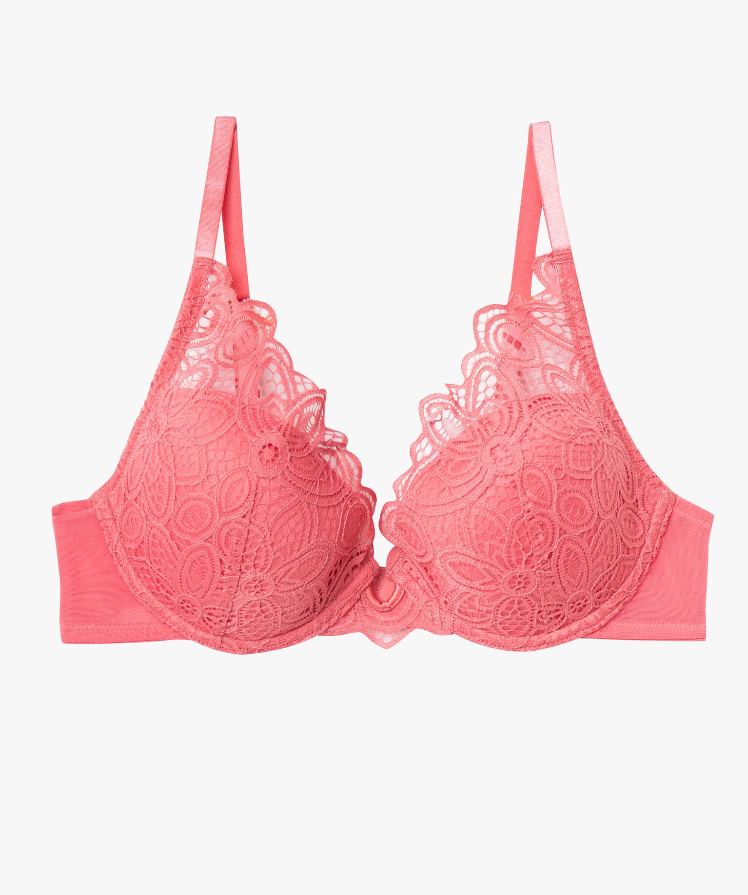 Soutien-gorge corbeille à armatures en dentelle et tulle rose | GEMO
