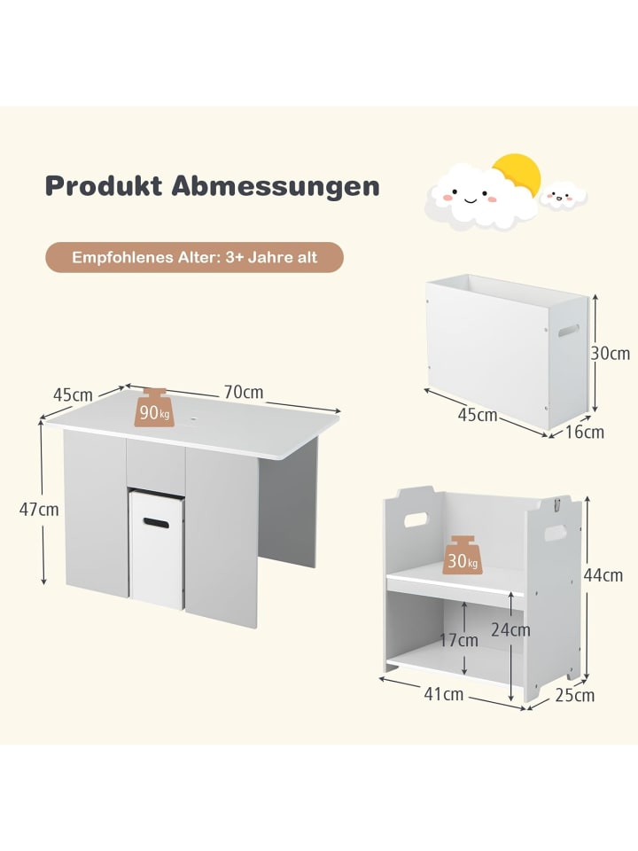COSTWAY Sitzgruppe 3 tlg. Set in Grau günstig kaufen 70 cm